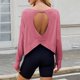 thumbnail image 1 of Karight Open Back Tops for Women Long Sleeve Athletic Shirts Backless Gym Yoga Workout T-Shirt Trendy Blouses with Thumb Hole, 1 of 9