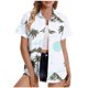 thumbnail image 1 of Pantalones Cortos para las Mujeres Sexy, Blusas de Estilo Hawaiano Impreso, Botón Arriba Cuello Turndown Superior, 1 of 6