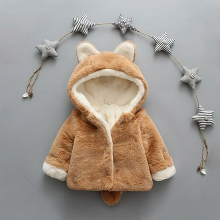 

Blczomt Fleece Lined Toddler Jacket 2t Brown Cotton Blend Cute Jackets Comfy Bear Ears Soft Warm Baby Girl Winter Coat