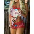 thumbnail image 1 of Ensembles de Lingerie Aguichant pour Femmes, Cœur d'Animal, Doux pour la Maison, Lit en Polyester Respirant, Col Rond Sans Manches, Short Rouge, 1 of 2