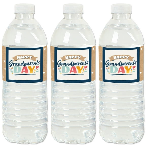 Big Dot of Happiness Happy Grandparents Day - Grandma & Grandpa Party Water Bottle Sticker Labels - Set of 20
