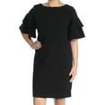 thumbnail image 2 of CALVIN KLEIN $134 Womens New 1015 Black Layered Kimono Sleeve Shift Dress 4 B+B, 2 of 3
