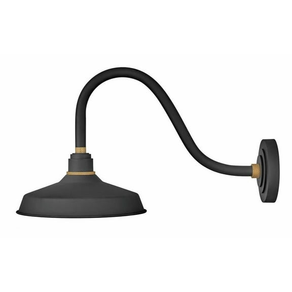 1 Light Medium Outdoor Gooseneck Barn Light Traditional-Industrial Style 12 inch Wide By 13.75 inch High-Textured Black Finish Bailey Street Home