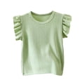 thumbnail image 6 of NAISIBABY Girls T-Shirt with Ruffle Sleeve, Crewneck Thin Soft Cute Kids Summer Fashion Tee Green Size 8, 6 of 7