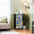 thumbnail image 2 of Dresser for Bedroom with 4 Storage Drawers Colorful Budgie Parrots Ornate Frames Tropical Leaves Pink Heart Dressers Chest of Drawers Steel Framed Fabric Closet Organizers for Entryway, 2 of 7