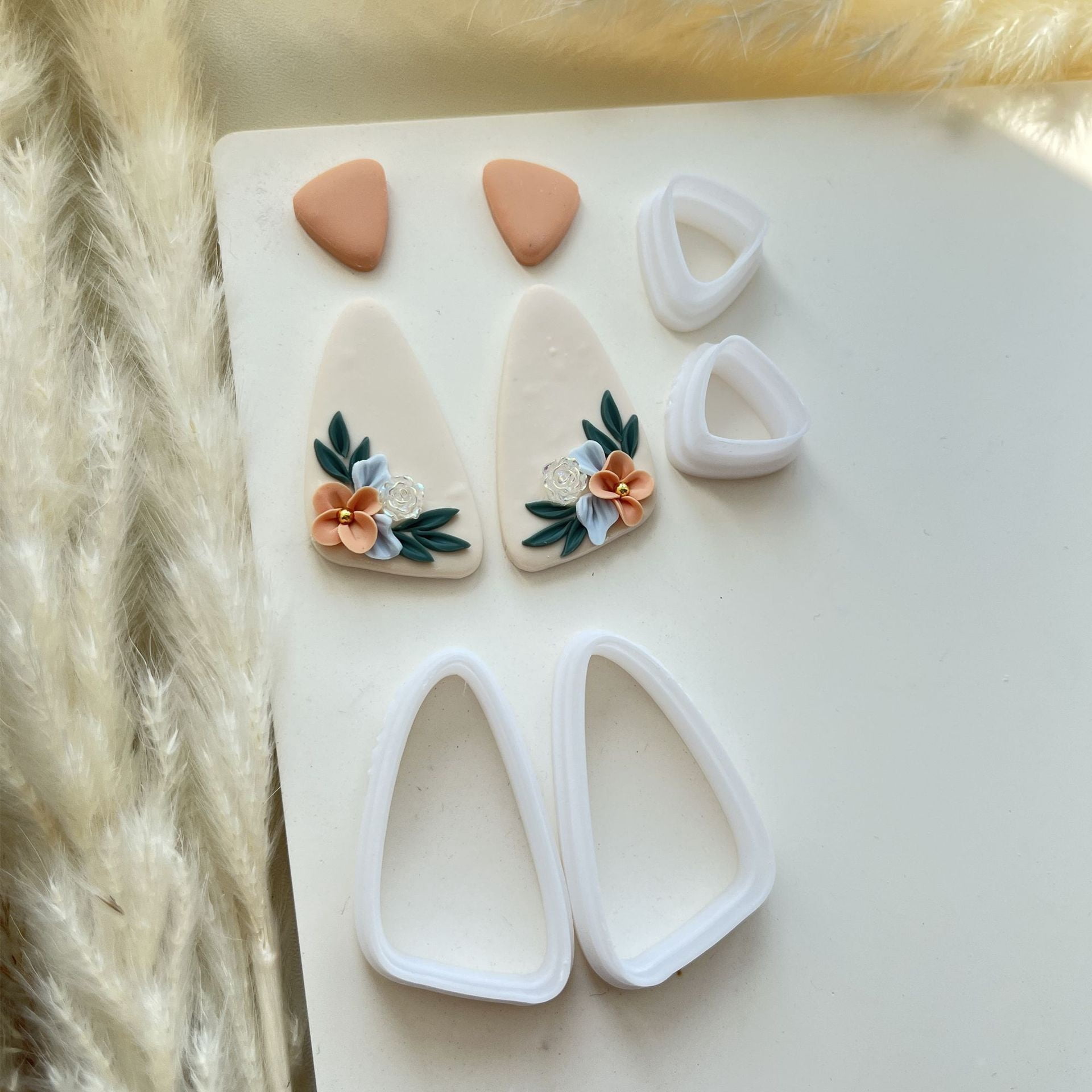 Geometric simple set of four soft clay earring molds - creative handmade DIY earring making tools