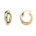 thumbnail image 1 of 14k White And Yellow Two Tone Double Crossed Hoop Womens Earrings 19MM X 19MM, 1 of 2