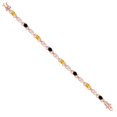 thumbnail image 3 of Gem Stone King 18K Rose Gold Plated Silver Yellow Citrine and Black Onyx and Lab Grown Diamond Bracelet for Women | 3.41 Cttw | Gemstone November Birthstone | Oval 6X4MM | Length 7.25 inches, 3 of 6