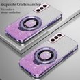 thumbnail image 4 of Compatible with Samsung Galaxy S21 Case Glitter with Magnetic Stand Pink,Phone Samsung S21 Case Silicone Transparent Support Wireless Charging Shockproof Luxury Protective Cover (Purple), 4 of 13