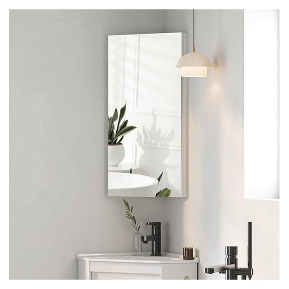 Corner Medicine Cabinet with Mirror,Bathroom Small Corner Medicine Cabinet, Wall Mount Bathroom Storage Cabinet,Opens Left & Right,Triple Shelf,12.6" W x 7.3" D x 23.6" H