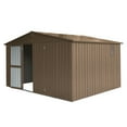 thumbnail image 3 of Donext Backyard Storage Shed 11'x 9' with Galvanized Steel Frame & Windows, Outdoor Garden Shed Metal Utility Tool Storage Room with Lockable Door for Patio, Brown, 3 of 5