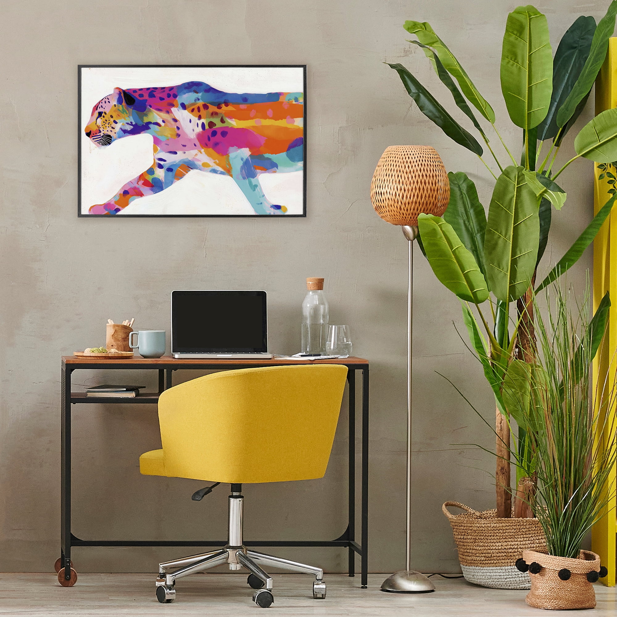 Stupell Industries Vibrant Hued Cheetah In Motion Black Framed Giclee Art, design by Chromatic Storm Studio
