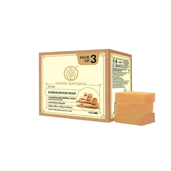 Khadi Natural Sandalwood Soap | Herbal Bathing,125gm Each (Pack of 3)