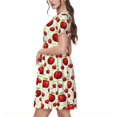 thumbnail image 2 of Fotbe Robe Motif Pommes de Fruits Décontractée Mode Femme Manches Courtes Robe Maxi Robe T-Shirt Rayée Longue à Blocs de Couleur, 2 of 6