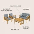 thumbnail image 2 of Everly 4-Piece Modern Cottage Acacia Wood Outdoor Patio Set with Cushions and Tropical Decorative Pillows, Gray/Teak Brown, 2 of 6