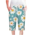 thumbnail image 2 of Puntoco Pantalones cortos de verano para mujer, moda 2024, pantalones cortos para mujer, pantalones casuales, pierna recta, cordón, cintura elástica, pantalones sueltos y cómodos con bolsillos, 2 of 5