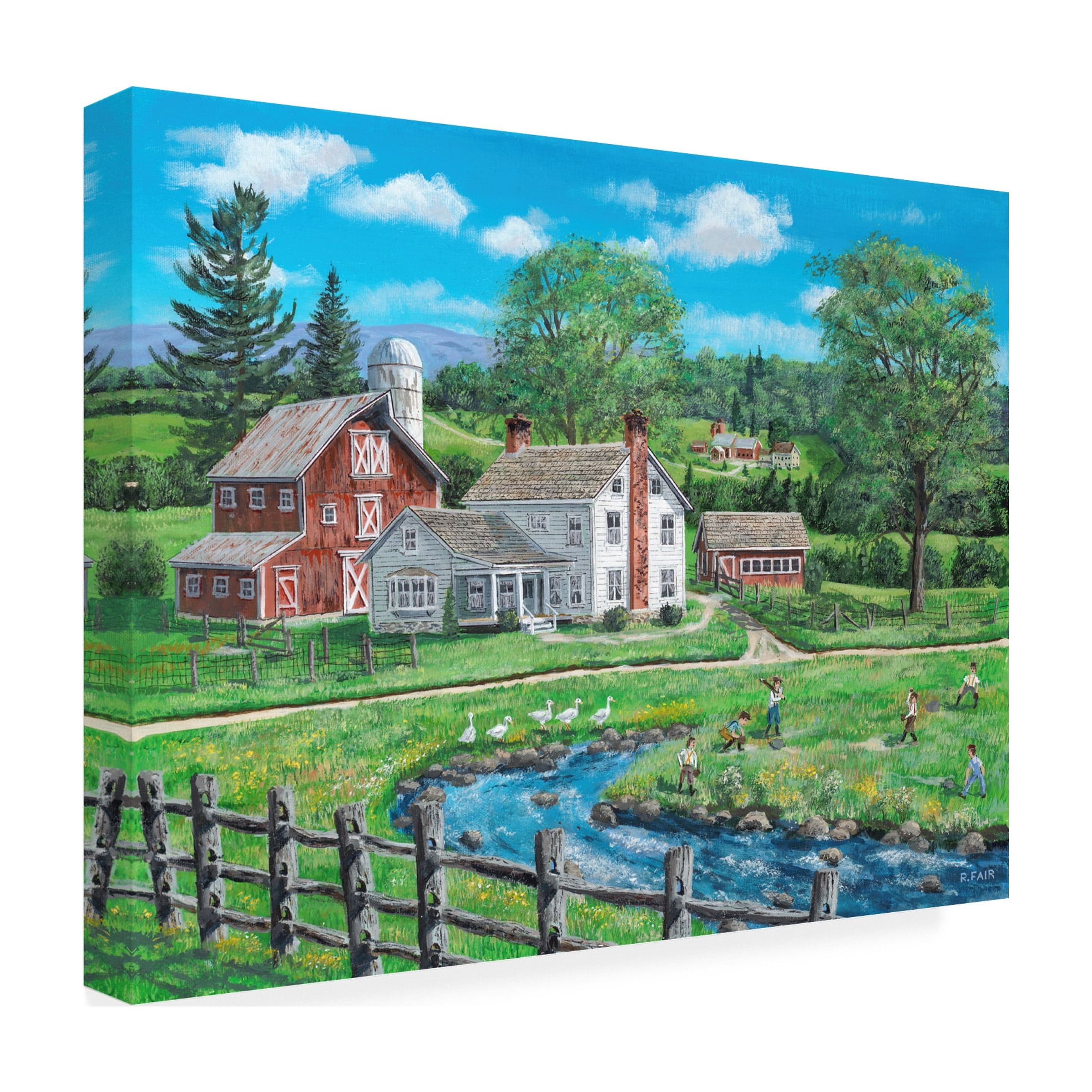 Canvas Wall Art - Bob Fair 'The Farm League' Wall Art for Living Room, Bedroom, or Office DÃ©cor by Trademark Fine Art - 19 x 14 Inches