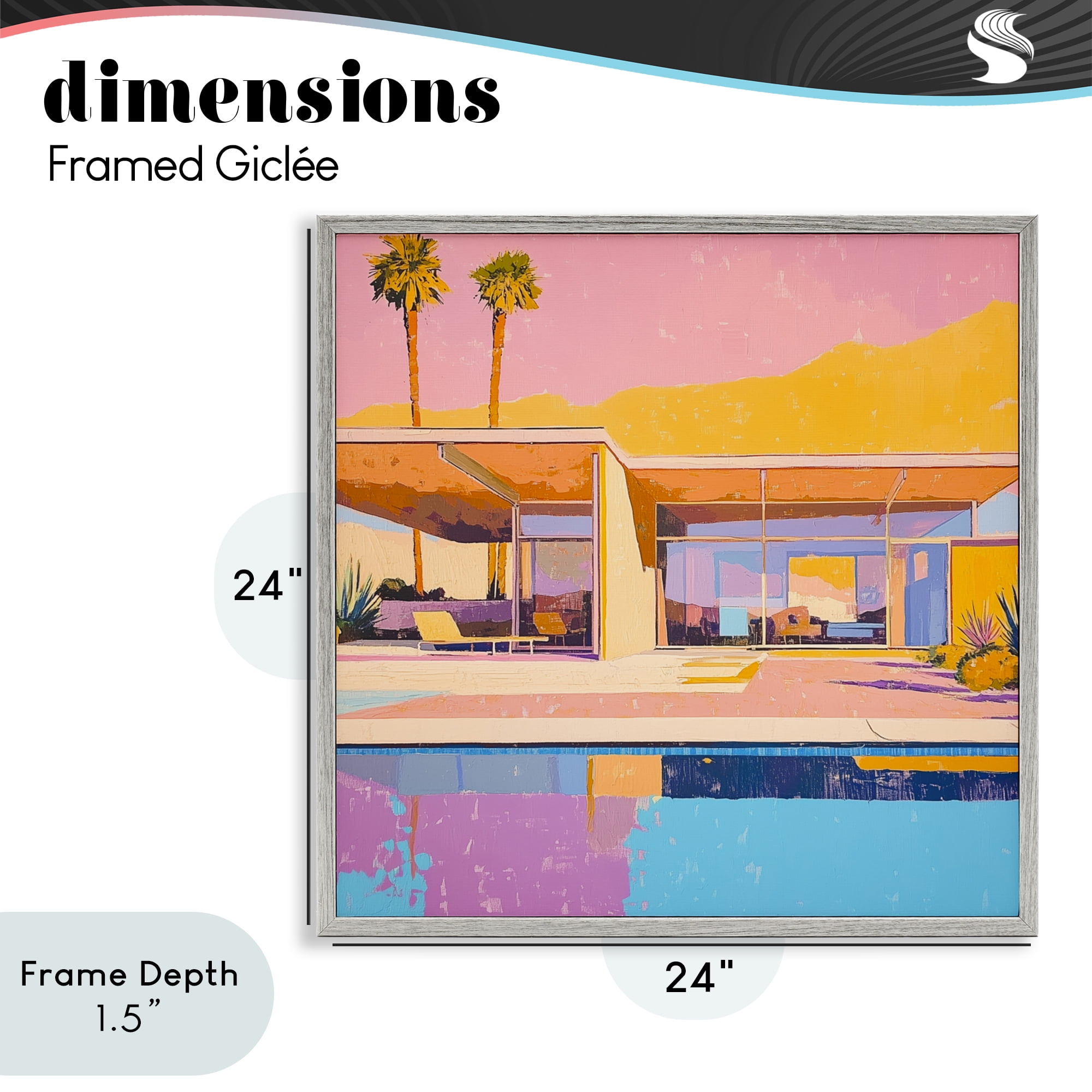 Stupell Industries Vivid Villa at Sunset Gray Framed Giclee Art, design by Walker Noble