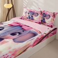 thumbnail image 3 of Homewish Cute Elephant Animal Zipper Full Size Comforter Sets with Fitted Sheet and 2 Pillowcases, Blossoms Flower Zipper Bedding Set, Pink Reversible, 4-Piece, 3 of 6
