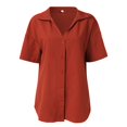 thumbnail image 4 of Cathalem Shirts for Women Button Down Short Sleeve Shirts,Red XL, 4 of 5