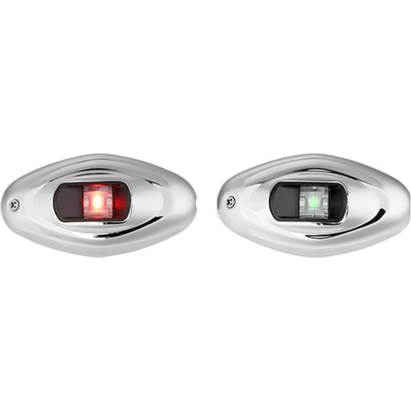 SEAFLO 02 Series Low Profile 316 Stainless Steel Bow LED Side Navigation Lights – 12V DC, 1W, 1NM Visibility, IP66 Waterproof, Vertical Mount, Marine Grade for Boats Under 39 ft (12m) (Combo Pack)