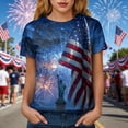thumbnail image 6 of felwors Women's Casual Patriotic Graphic T-Shirt – USA Flag, Eagle, Statue of Liberty & Fireworks Print, Short Sleeve Crew Neck Tee for 4th of July Events (Navy, S), 6 of 8