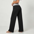thumbnail image 3 of cocolona Womens High Waist Patchwork Yoga Pants Elastic Waist Drawstring Wide Leg Lounge Pants with Pockets, 3 of 4