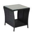 thumbnail image 6 of Tcbosik Glass Top Side Table, 2-Tier Rattan End Table with Sturdy Iron Frame for Indoor & Outdoor Use, 110lbs Weight Capacity (Black), 6 of 7