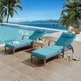 thumbnail image 1 of Patio Lounge Chairs Set of 2 - Adjustable Rattan Recliners with Cushions, Peacock Blue, for Pool/Backyard/Deck | 5-Position Folding Design, 1 of 8