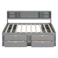 thumbnail image 3 of Full Size Solid Wood Bed Frame with 2 Bedside Cabinets, Upper Shelves and 4 Drawers, Platform Bed Frame, Mid Century Bedframe, Wood Daybed, Wood Foundation(Gray, Full), 3 of 9