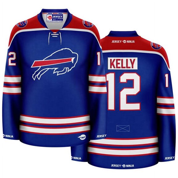 Bills Blue Jim Kelly Crossover Hockey Jersey