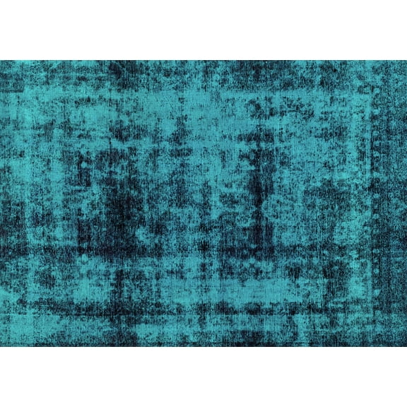 Ahgly Company Machine Washable Indoor Rectangle Persian Turquoise Blue Bohemian Area Rugs, 5' x 7'