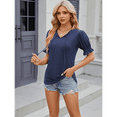 thumbnail image 4 of Blusas Casuales Tipo Túnica para Mujer, Lindas, con Mangas Abullonadas, Corte Entallado, Cuello en V, Estilo Y2k, para Salir, de Verano Azul Marino XXL, 4 of 7