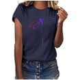 thumbnail image 3 of CEHVOM Women's Fashion Summer Round Neck Leisure Short Sleeve Printing Tops, 3 of 6