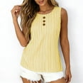 thumbnail image 2 of Asxite Tank Tops for Women Sleeveless Striped Print Round Neck Button Detail Casual Blouse, 2 of 5