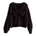 thumbnail image 3 of Women Pullover Sweater Valentine'S Day Elegant Knit Pullover Sweater With 3D Bow Tie Collar For Festive Soft Winter Yarn Top Purple Xxl, 3 of 7