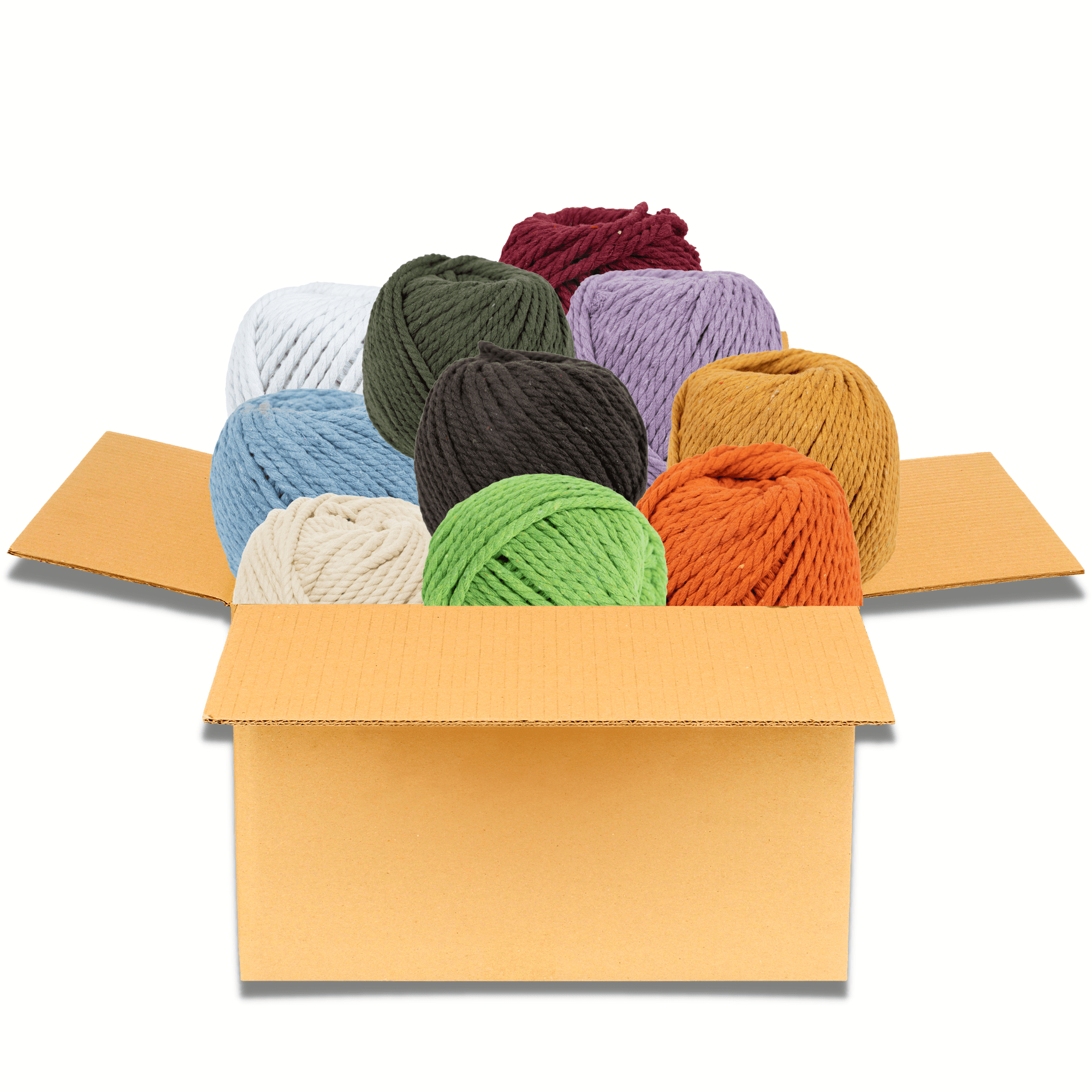 Craft County | Do-It-Yourself DIY Macramé Random Grab Box – 50m Soft Cotton Yarn Cord (5mm, 4-Pack)