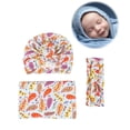 thumbnail image 1 of LSLJS Newborn Swaddle Printed Wrap Quilt Photography Wrap Cloth + Hat + Headband 3-Piece Set Spring/Summer/Fall/Winter Clothes Kids Clothing, 1 of 3