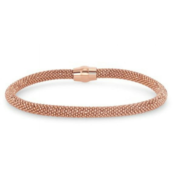 925 Sterling Silver Italian 5mm Round Mesh Bracelet Rose Gold Plated Magnet Closure Unisex All Ages MST
