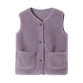 thumbnail image 4 of CAICJ98 Toddler Vest for Girls Boy Sleeveless Reversible Sherpa Fleece Vest Fall Winter Button Down Waistcoat Outerwear Kids Fleece Vest (Purple,6-7 Years), 4 of 5
