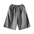 thumbnail image 4 of Endives Womens Cotton Linen Short Slim Solid Color Linen Pant Women Elastic Waist Short Pants Grey, 4 of 4