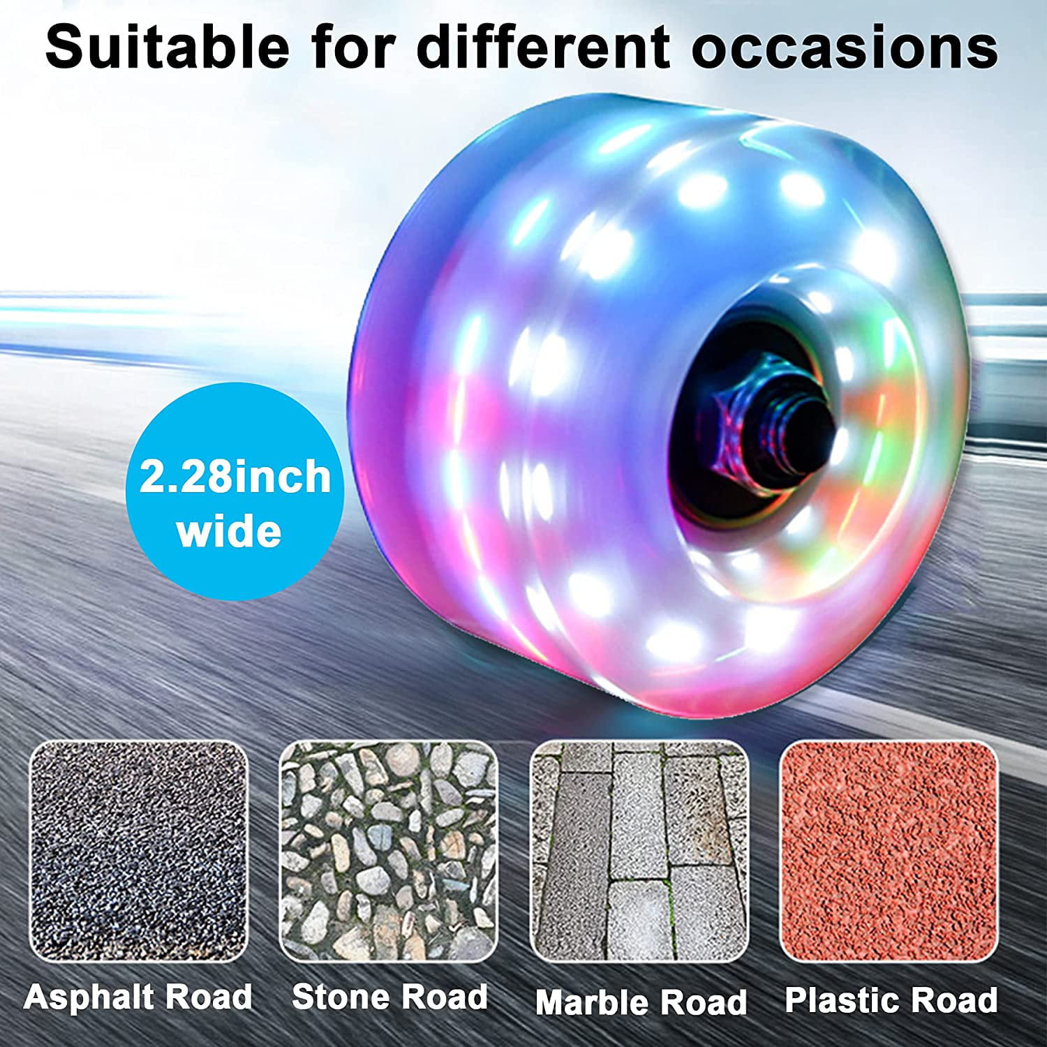 Roller Skate Wheels with Bearings Installed Replace Rollerskate Wheels for Double Row Skating and Skateboard 32 x 58mm 8 Pcs Outdoor Light Up Rainbow Quad Rollerskate Parts Tool Wheels Pink