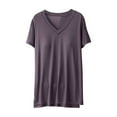 thumbnail image 2 of IROINNID Womens Pajamas Tops T-shirt With Chest Pad Plain Casual Round-Neck Regular Short Sleeve Summer Pajama, 2 of 4