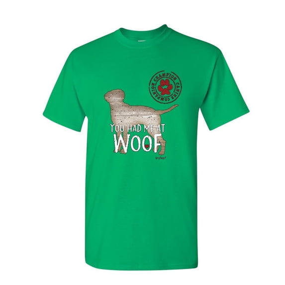 Tee Hunt You Had Me at Woof T-Shirt Pet Friend Dogs Doggie Puppy Paw Bark Mens Shirt, Green, 5X-Large