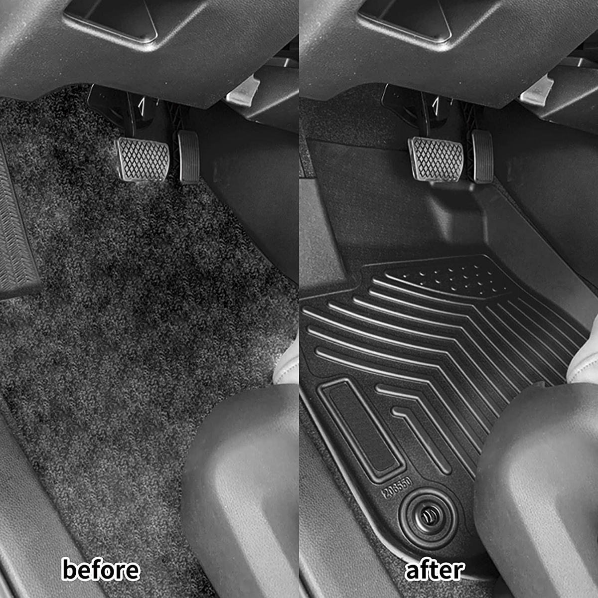 RVNI TPE Rubber Front and Rear Floor Mats Set for 2019 2020 2021 2022 2023 2024 Dodge Ram 1500 Crew Cab All-Weather