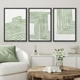 thumbnail image 2 of Wall26 Framed Prints Canvas Wall Art Set of 3 Sage Green Stripe Polygon Pattern Collage Abstract Geometric Illustrations Decorative Bohemian Multicolor Home Wall Decora - Black 16"x24"x3, 2 of 5