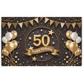 thumbnail image 2 of Elegant Golden Black 50th Birthday Banner Festive Decorative for Celebration Party Photo Booth Backdrop, 2 of 7