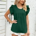 thumbnail image 4 of Top Plisado De Verano, Blusa De Manga De Pétalo Para Mujer, Cuello Redondo Para Uso Diario, 4 of 7