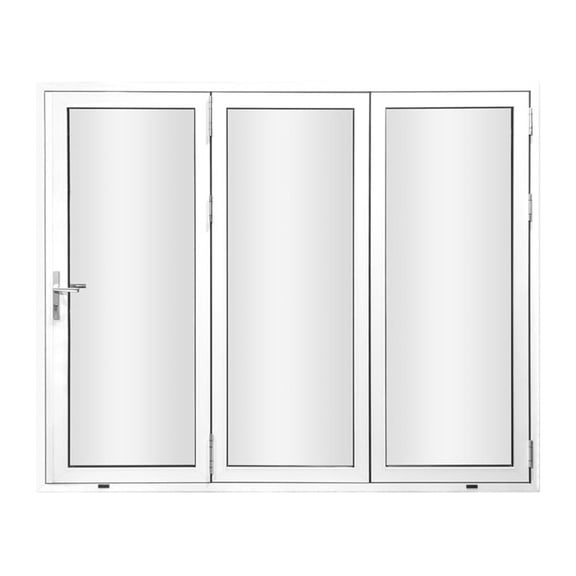 Pemberly Row 3 Panels Folding Doors In White Folded Out From Left To Right