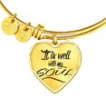 thumbnail image 1 of It Is Well With My Soul Stainless Steel or 18k Gold Heart Bangle Bracelet, 1 of 7